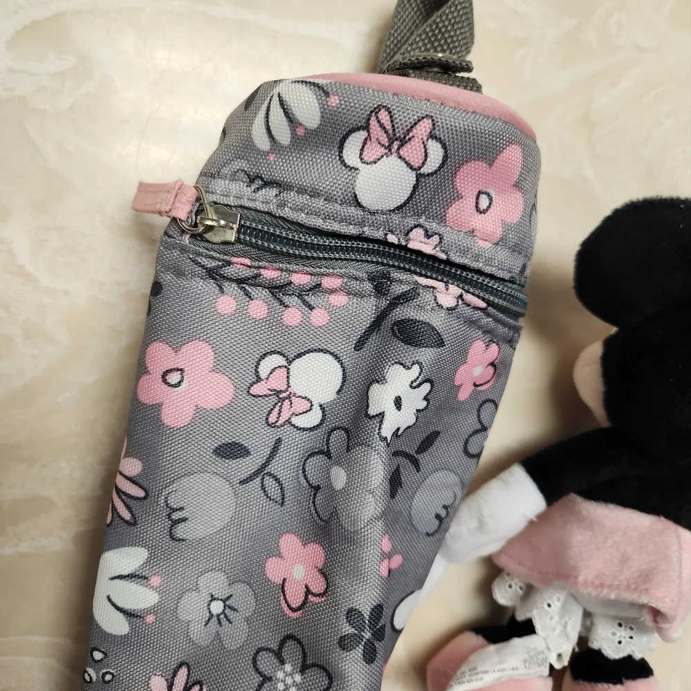 Disney Baby Minnie Mouse Plush Binky Pacifier Holder & Insulated Bottle Holder